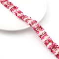 Ruban à franges DIY en polyester rose et rose rouge avec tissage de fils d'or métallisé - 2 Lignes d'Or 2cm de Largeur / Rose rouge
