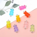 Colorful resin gummy bear charms with metal jump rings for DIY jewelry making - Multicolor Mixed