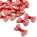Rood-wit geblokte lintstrikken voor DIY-haarclips en accessoires voor handwerk - Rood