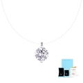 Minimale Moissanit-Halskette mit unsichtbarem Faden, GRA-Zertifikat und Geschenkbox - Länge 40+5cm / 2 Karat Moissanit-Anhänger (mit GRA-Zertifikat & Geschenkbox)