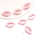 Pink acrylic mabe pearl lip-shaped beads for DIY jewelry making and necklaces - Pink Lip