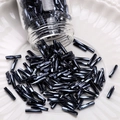 Cuentas de tubo de vidrio negro pulido para joyería DIY en un plato de cerámica blanca - Tubo Roscado / 2x9mm (Apertura de aprox. 1mm, 10g/Paquete, aprox. 200 uds.) / Negro