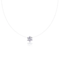 Collar minimalista de moissanita con hilo de pescar invisible y engaste de plata de seis puntas - Longitud 40+5cm / Colgante de Moissanita de 0,5 Quilates