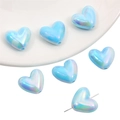 Iridescent light blue heart acrylic beads for DIY jewelry making and handmade bracelets - Blue Heart