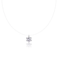 Minimalistische ketting van vislijn met een schitterende solitaire moissanite hanger - Zes-Poot 1ct Moissanite - Onzichtbare Lijn / 6,5mm - 5cm Verlenging