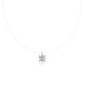 Collar minimalista de moissanita con cordón invisible y engaste de garras de plata - Longitud 40+5cm / Colgante de Moissanita de 0,5 Quilates