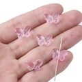 Pink translucent butterfly beads for DIY jewelry with a central hole for threading - 20Pcs/Pack / Rose Purple
