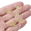 Translucent yellow butterfly glass beads with engraved patterns for DIY jewelry making - 20Pcs/Pack / Yellow