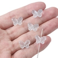 Frosted white 10x14mm butterfly glass beads for handmade jewelry DIY projects - 20Pcs/Pack / Light Blue