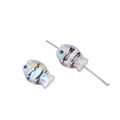 Fish-shaped 14x10mm glass beads in translucent white with blue stripes for DIY jewelry - 14x10mm / Transparent AB