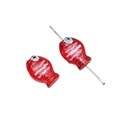 Translucent red glass fish bead with hand-painted patterns for DIY jewelry making - 14x10mm / Red