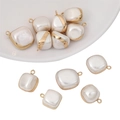 Irregular square freshwater pearl pendant with gold-plated edges for DIY jewelry making - 1 Piece (Width Approx. 12-20mm)