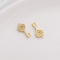 14K gold plated heart key pendants with zircon inlay for DIY jewelry making - Key (8x16mm)