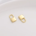 14K gold plated minimalist padlock pendant with polished finish for jewelry making - Lock (8x14mm)