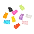 Set de 10 dijes de ositos de resina colorida para accesorios de cabello y joyas - Sin Lazo / 18x11mm / 10 Colores Mezclados