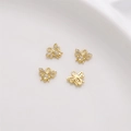 Set of 4 gold 14K plated bee charms with sparkling cubic zirconia for DIY jewelry - Little Bee (9x8mm)
