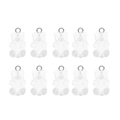 Lot de 10 breloques oursons en résine transparente avec anneaux pour bijoux DIY et coiffure - Blanc Transparent (Boucle Simple)