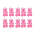 Amuletos de oso de resina rosa con ganchos para hacer joyas DIY paquete de 10 piezas - Anillo individual / 20x11mm / Rosa Rojo
