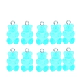 Set de 10 dijes de ositos de resina azul cielo con aros metálicos para accesorios de pelo DIY - Anillo individual / 20x11mm / Azul