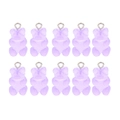 Set de 10 colgantes de ositos de resina lavanda con anillos para joyería artesanal DIY - Anillo individual / 20x11mm / Morado