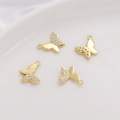 14K gold plated butterfly charm pendants with cubic zirconia for DIY jewelry making - Butterfly (11x12mm)
