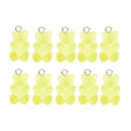 Lot de 10 breloques ours jaune translucide en résine avec anneaux pour accessoires cheveux - Jaune Citron (Boucle Simple)