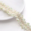 Groene roze witte geplooide kantafwerking met gouden metaaldraad voor doe-het-zelf - 4 Gouden Lijnen (Breedte ca. 3cm) / 1 Yard/Pack (ca. 0,9m) / Roze en Groen