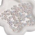 Rainbow ABS imitation pearl beads for DIY jewelry making and handmade crafts accessories - Dot Style / 9x7mm (2 Pieces/Pack) / Iridescent White