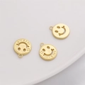 Set of three 14K gold-plated round smiley face pendants with Love Me engraving - Smile Face (13X16mm)