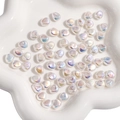 Irregular heart-shaped AB colorful iridescent imitation pearl loose beads for DIY jewelry - Small Stone Style / 8x9mm (2 Pieces/Pack) / Iridescent White