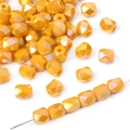 Gefacetteerde amberkleurige glaskralen met iriserende coating voor DIY-sieraden maken - 5x6mm (20 Stuks/Verpakking) / Porselein Geel AB