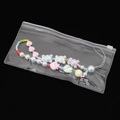 Bunte Perlenkette mit rosa Herz und Bär Perlen im transparenten Kunststoffbeutel - 20x10cm (10 Stück/Packung)