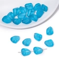 Irregular petal shaped blue frosted glass beads for DIY jewelry making and crafts - 10 Pieces/Pack (12x15mm) / Blue