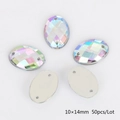 50τμχ AB πολύχρωμα 10x14mm οβάλ ακρυλικά στρας για ράψιμο με πολύεδρη επιφάνεια - 10x14mm (50 Τεμάχια/Συσκευασία) / Λευκό AB
