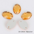 50 τεμάχια 10x14mm κεχριμπαρένια κίτρινα οβάλ ακρυλικά στρας με ασημί μεταλλική βάση - 10x14mm (50 Τεμάχια/Συσκευασία) / Χρυσοκίτρινο