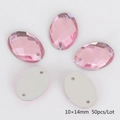 50 pieces of 10x14mm pink faceted oval acrylic sew-on rhinestones with flat silver back - 10x14mm (50 Pieces/Pack) / Pink