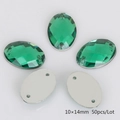 50pcs dark green 10x14mm oval faceted acrylic flatback rhinestones for DIY sewing - 10x14mm (50 Pieces/Pack) / Green