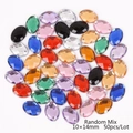 Mix of 50 multi-faceted 10x14mm acrylic rhinestones with double holes for DIY jewelry - 10x14mm (50 Pieces/Pack) / Random Mixed Colors