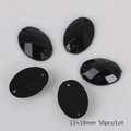 50pcs black 13x18mm oval acrylic sew-on rhinestones with dual holes for DIY crafts - 13x18mm (50 Pieces/Pack) / Black
