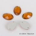 Amber 13x18mm oval faceted acrylic rhinestones with double holes for sewing, 50pcs - 13x18mm (50 Pieces/Pack) / Dark Coffee