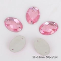 Pink oval faceted acrylic sewing rhinestones for DIY crafts, 13x18mm size, 50pcs - 13x18mm (50 Pieces/Pack) / Pink