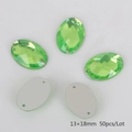 Light green 13x18mm faceted oval acrylic sew-on rhinestones with double holes 50pcs - 13x18mm (50 Pieces/Pack) / Grass Green