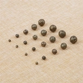 Perles en métal ajourées bronze pour fabrication de bijoux DIY en tailles variées avec motifs - Diamètre 4mm, Trou d'environ 0.6mm, 200 Pcs/Paquet / Bronze Antique