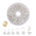 Kit de fabrication de bijoux avec fermoirs homard et anneaux ouverts dans une boîte claire - Argent