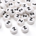 White round ceramic alphabet bead with letter Z for DIY jewelry making and bracelet crafts - Letter Z / 5 Pieces/Pack (8x4mm)