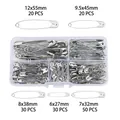 Set di 150 spille da balia argento in 5 misure in una scatola trasparente a 6 scomparti - Argento
