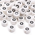 White circular ceramic letter O beads for DIY jewelry making and bracelet crafting - Letter O / 5 Pieces/Pack (8x4mm)