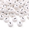 White ceramic-style disc bead with black dash symbol for DIY jewelry making - Letter I / 5 Pieces/Pack (8x4mm)