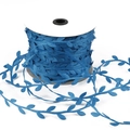 Dark blue leaf-shaped polyester ribbon on a white reel for DIY craft and decoration - Width 3cm, 10 Meters Per Pack / Lake Blue