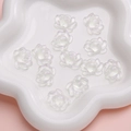 Iridescent white resin lotus flower beads with pearl luster finish for DIY jewelry - Lotus Style / 21x16mm (5 Pieces/Pack) / Clear